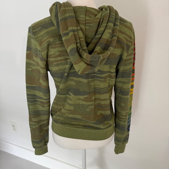 Aviator Nation Green Camo Venice CA Hoodie Full Zip Sweatshirt XS - Picture 4 of 6